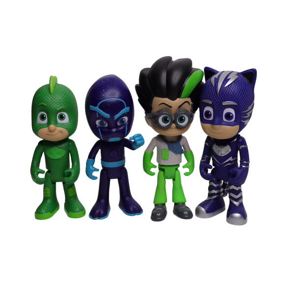 Lot Of 4 PJ Masks Talking 6" Figures - PJ-Romeo-Gekko-Night Ninja - Picture 1 of 6